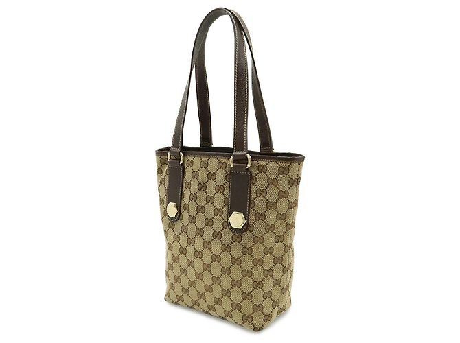 Gucci GG Canvas Leder Tote Bag Braun Beige - Ansicht 2
