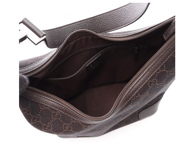 Borsa a tracolla Gucci GG Canvas e pelle Marrone - vista 3