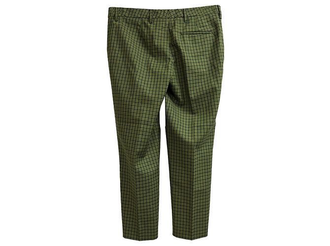 Miu Miu Karo-Hose aus grüner Wolle - Ansicht 2