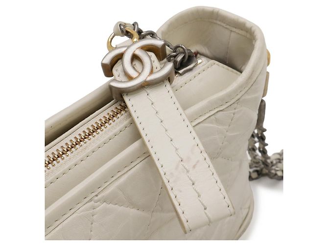 Borsa a tracolla Hobo Chanel Gabrielle Small Bianco - vista 4