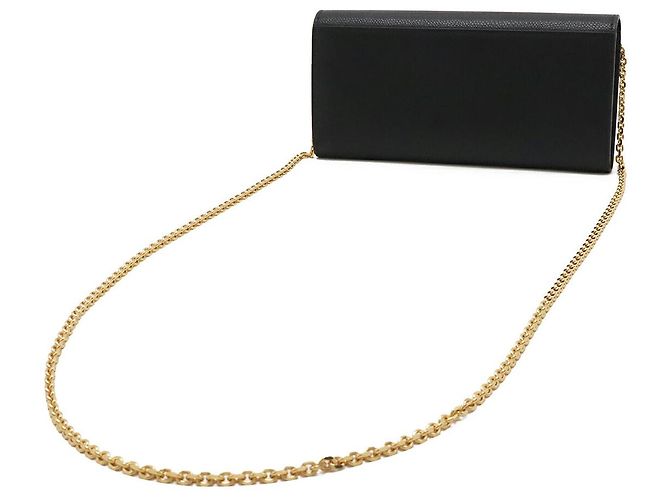 Fendi Leder FF Diamond Chain Wallet Clutch Schwarz - Ansicht 2