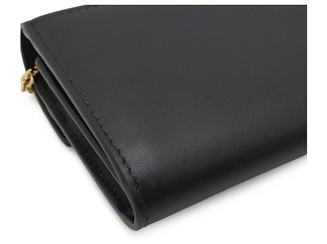 Fendi Leder FF Diamond Chain Wallet Clutch Schwarz - Ansicht 3