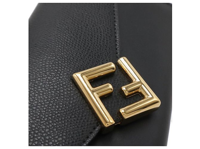 Fendi Leder FF Diamond Chain Wallet Clutch Schwarz - Ansicht 5