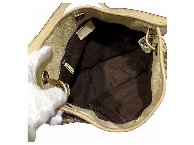 Borsa a tracolla Gucci GG Canvas e pelle Marrone Beige - vista 5