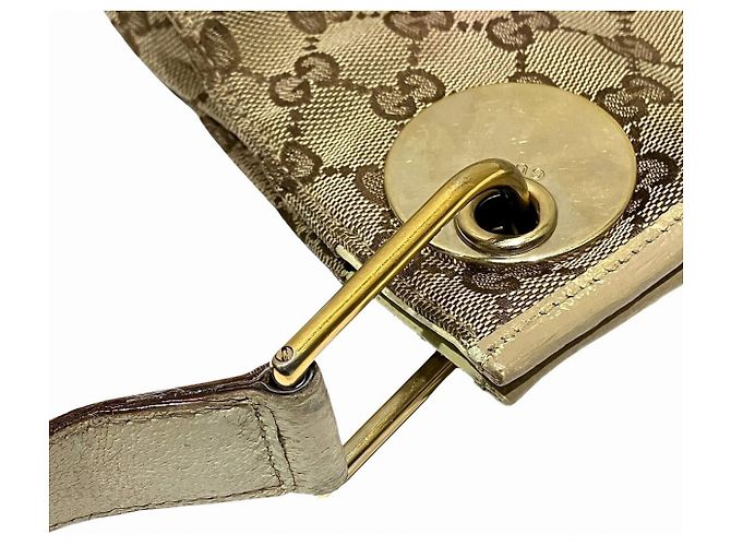 Borsa a tracolla Gucci GG Canvas e pelle Marrone Beige - vista 8