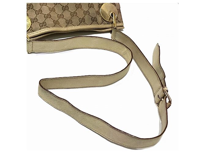 Borsa a tracolla Gucci GG Canvas e pelle Marrone Beige - vista 9