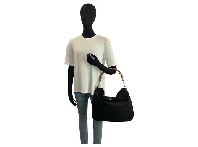 Gucci Bamboo Nylon Handtasche 2way Schwarz - Ansicht 6