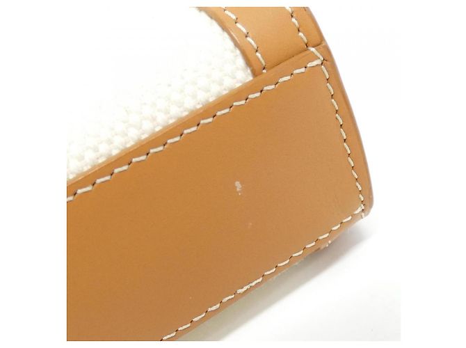 Cabas Céline Borsa Tote Celine Mini Vertical in tela di cotone e pelle di vitello Marrone Beige - vista 3