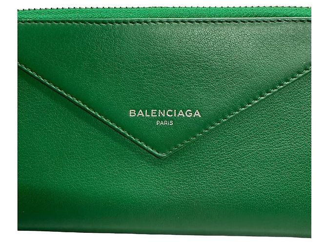 Portafoglio lungo in pelle Paper Balenciaga Verde - vista 2