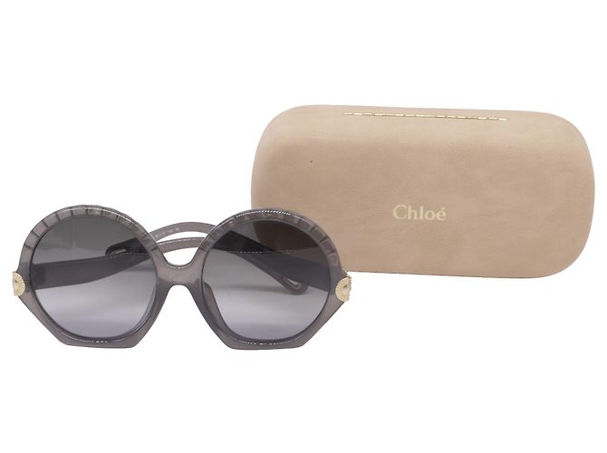 Gafas de sol redondas Chloé Vera Seashell en acetato gris - vista 4