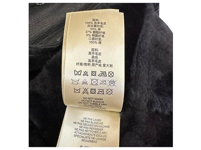 Burberry Brit Chedleigh Double-Breasted Shearling Jacket in Black Leather - view 10