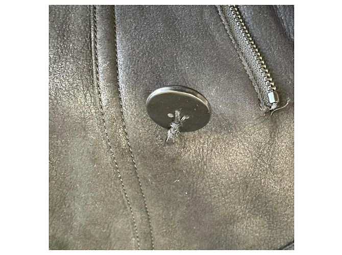 Burberry Brit Chedleigh Double-Breasted Shearling Jacket in Black Leather - view 4