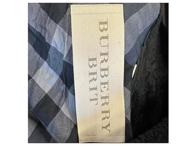 Burberry Brit Chedleigh Double-Breasted Shearling Jacket in Black Leather - view 5