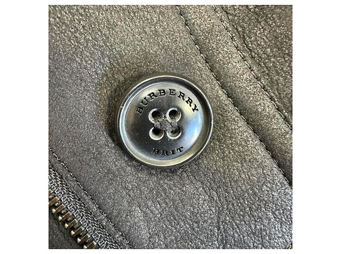 Burberry Brit Chedleigh Double-Breasted Shearling Jacket in Black Leather - view 6