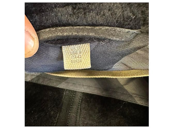 Burberry Brit Chedleigh Double-Breasted Shearling Jacket in Black Leather - view 7