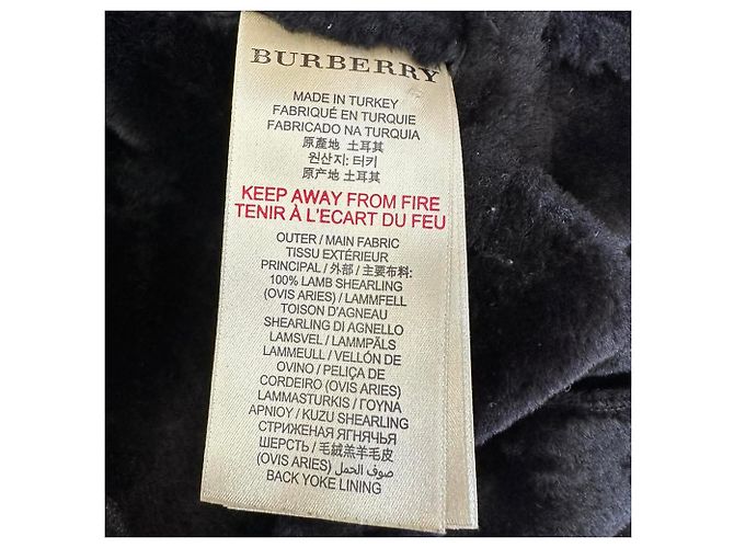 Burberry Brit Chedleigh Double-Breasted Shearling Jacket in Black Leather - view 8