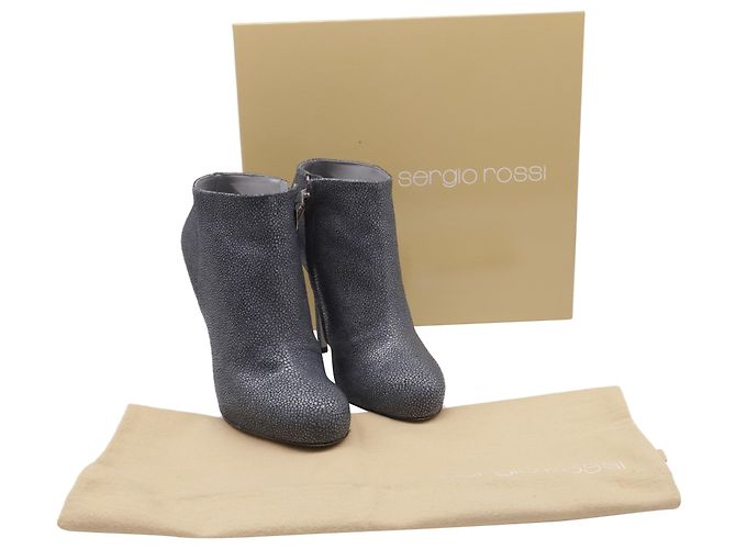 Sergio Rossi Stiefeletten aus grauem Leder - Ansicht 7