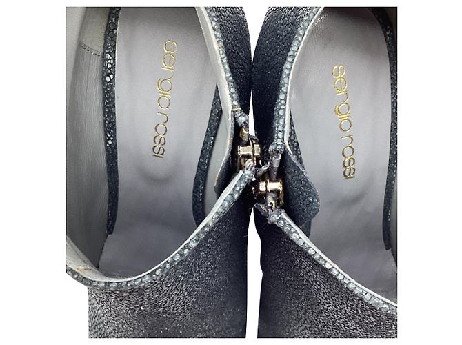 Sergio Rossi Stiefeletten aus grauem Leder - Ansicht 8