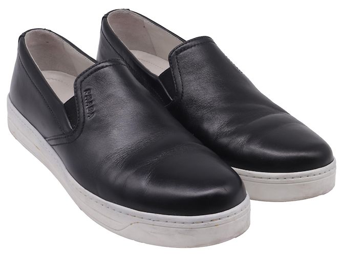 Sneakers slip-on Prada Sport in pelle nera Nero - vista 3