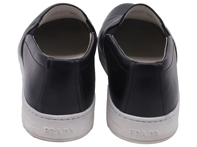 Sneakers slip-on Prada Sport in pelle nera Nero - vista 4
