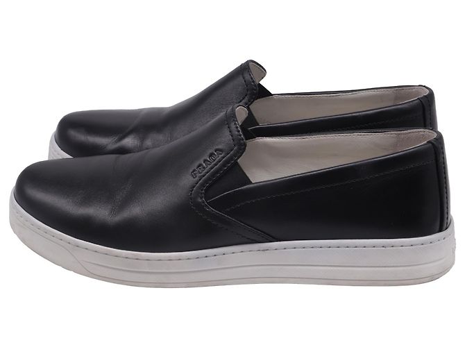 Sneakers slip-on Prada Sport in pelle nera Nero - vista 5