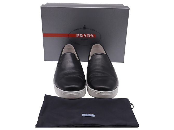 Sneakers slip-on Prada Sport in pelle nera Nero - vista 6