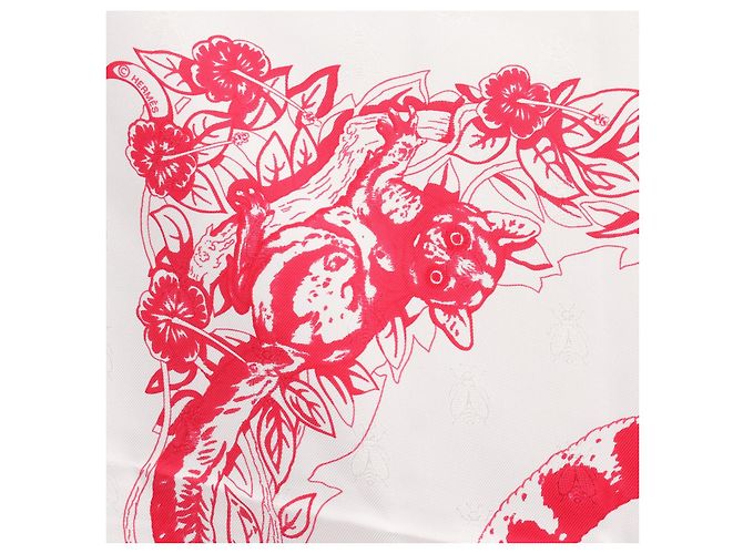 Hermès Sciarpa in seta Hermes Carre90 Jungle Love Bianco - vista 5