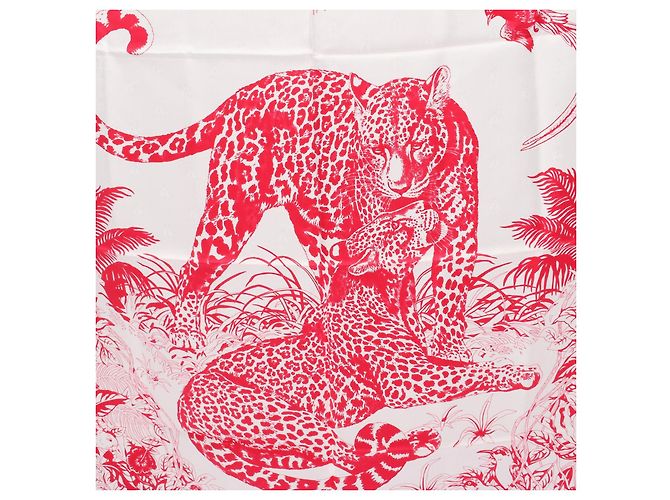 Hermès Sciarpa in seta Hermes Carre90 Jungle Love Bianco - vista 6