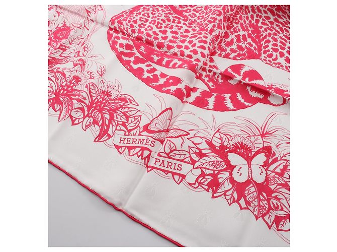 Hermès Sciarpa in seta Hermes Carre90 Jungle Love Bianco - vista 7