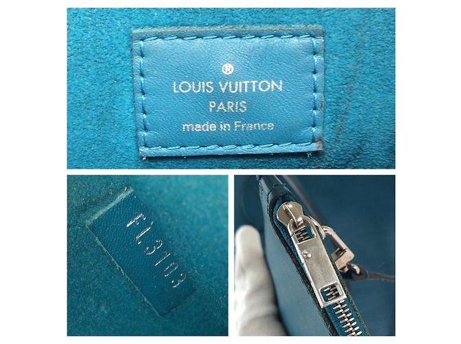 Borsa Tote Louis Vuitton Neverfull Epi Blu - vista 4