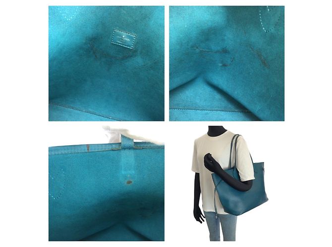 Borsa Tote Louis Vuitton Neverfull Epi Blu - vista 7