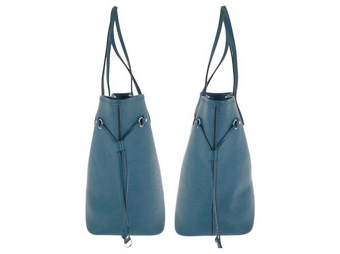 Borsa Tote Louis Vuitton Neverfull Epi Blu - vista 8