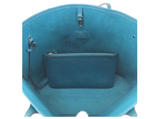 Borsa Tote Louis Vuitton Neverfull Epi Blu - vista 9