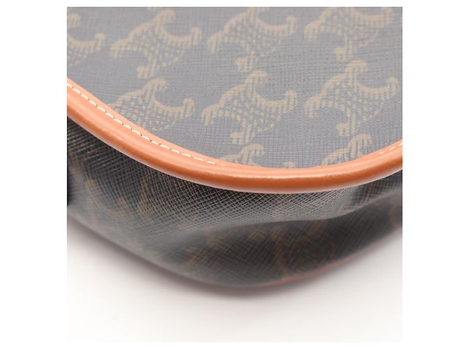Triomphe Céline CELINE Folco Medium PVC Coated Canvas Leather Shoulder Bag Black - view 7