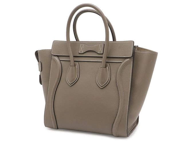 Céline Borsa Tote Celine Luggage Micro Shopper in pelle Grigio - vista 2