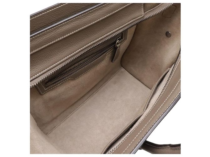 Céline Borsa Tote Celine Luggage Micro Shopper in pelle Grigio - vista 7