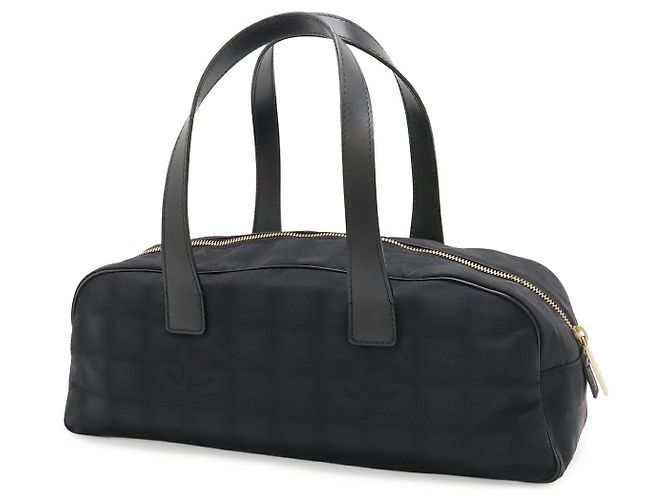 Mini borsa Boston in jacquard di nylon e pelle Chanel Nero - vista 2