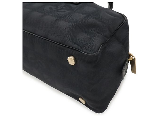 Mini borsa Boston in jacquard di nylon e pelle Chanel Nero - vista 3