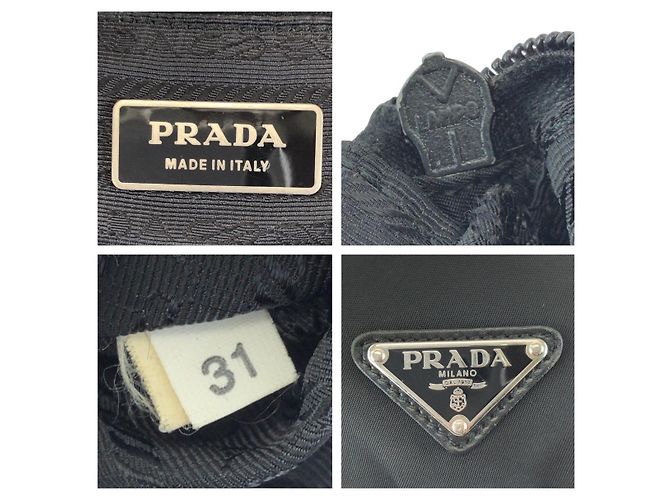 Borsa a tracolla Prada in nylon e pelle Tessuto con logo triangolo Nero - vista 4