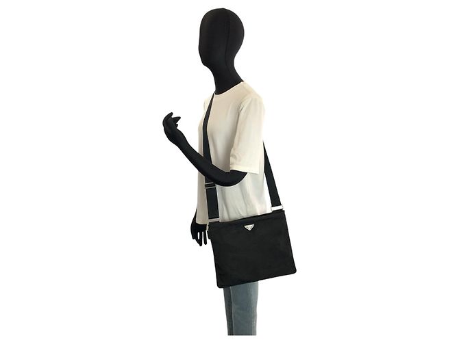 Borsa a tracolla in nylon Tessuto Prada Nero - view 7