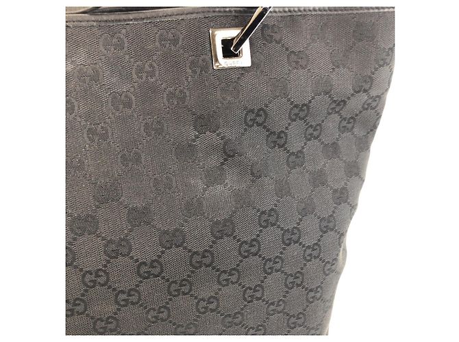 Borsa Tote Gucci GG Canvas e Pelle Nero - vista 5