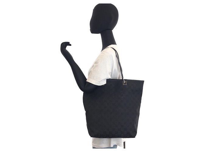 Borsa Tote Gucci GG Canvas e Pelle Nero - vista 6