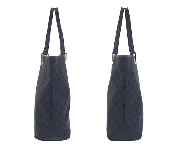Borsa Tote Gucci GG Canvas e Pelle Nero - vista 7