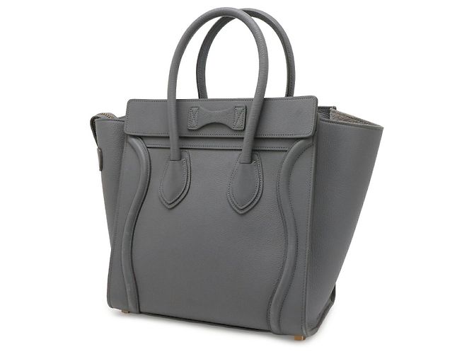 Céline Borsa Tote Celine Luggage Micro Shopper in pelle Grigio - vista 2