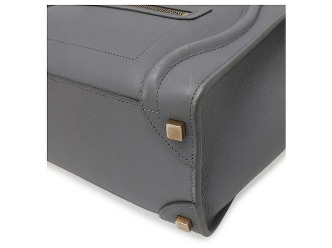 Céline Borsa Tote Celine Luggage Micro Shopper in pelle Grigio - vista 3