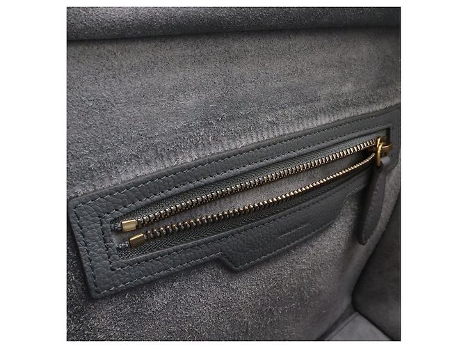 Céline Borsa Tote Celine Luggage Micro Shopper in pelle Grigio - vista 8