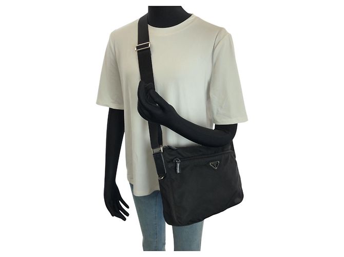 Borsa a tracolla in nylon Tessuto Prada Nero - vista 7