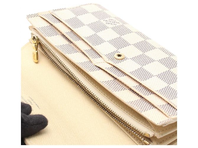 Louis Vuitton Portefeuille Sarah Damier Azur Long Wallet Weiß - Ansicht 7