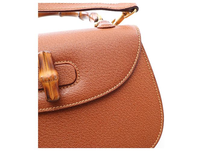 Borsa a mano 2way in pelle Gucci Bamboo Marrone - vista 7