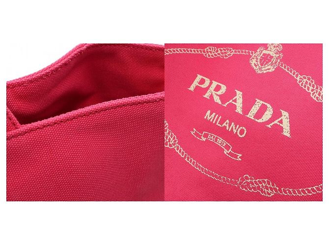 Borsa Tote 2way in tela CANAPA Prada Rosa - vista 10